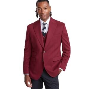 Tayion Collection Suit Jacket Men's Red Solid Classic-Fit Formal Blazer Size 38R
